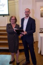 Jamie Hamann-Burney accepts an award on behalf of the Buffalo Niagara Medical Campus, presented by Gail Plato. Jamie Hamann-Burney accepts an award on behalf of the Buffalo Niagara Medical Campus, presented by Gail Plato.